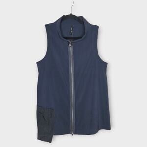 Porto San Francisco Navy Mock Neck Sleeveless Full Zip Vest Women's Small